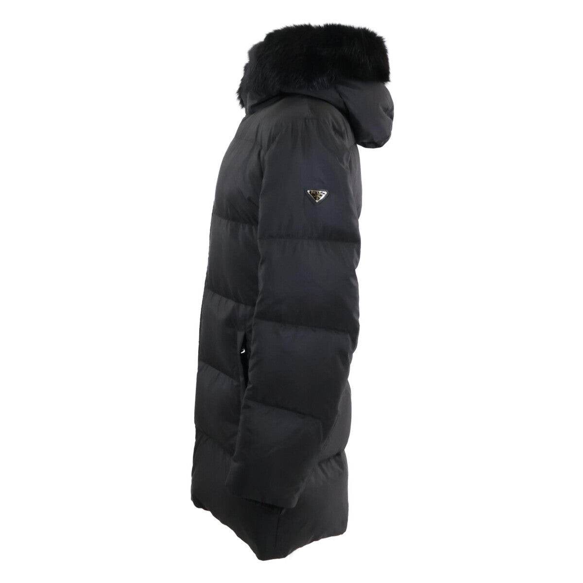 【日本正品】29E117 三角徽标带毛连帽羽绒服 40 女式