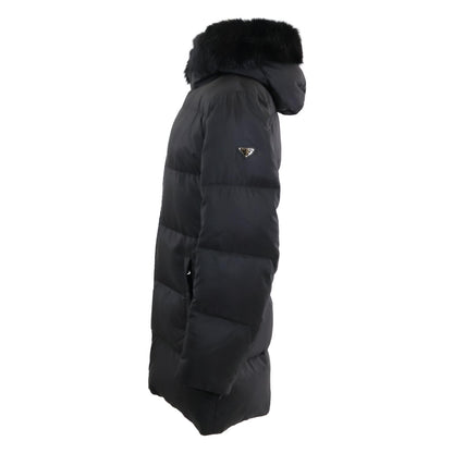 【日本正品】29E117 三角徽标带毛连帽羽绒服 40 女式
