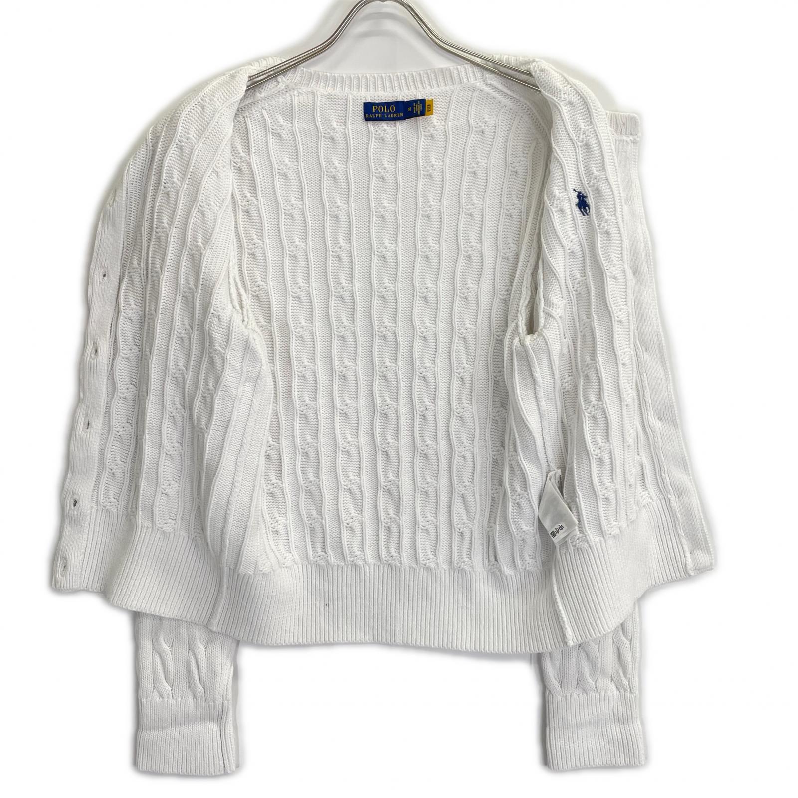 POLO RALPH LAUREN ポロ ラルフローレン RLMWB-GLC23 ホワイト コットン ケーブルニット カーディガン トップス