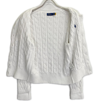 POLO RALPH LAUREN ポロ ラルフローレン RLMWB-GLC23 ホワイト コットン ケーブルニット カーディガン トップス