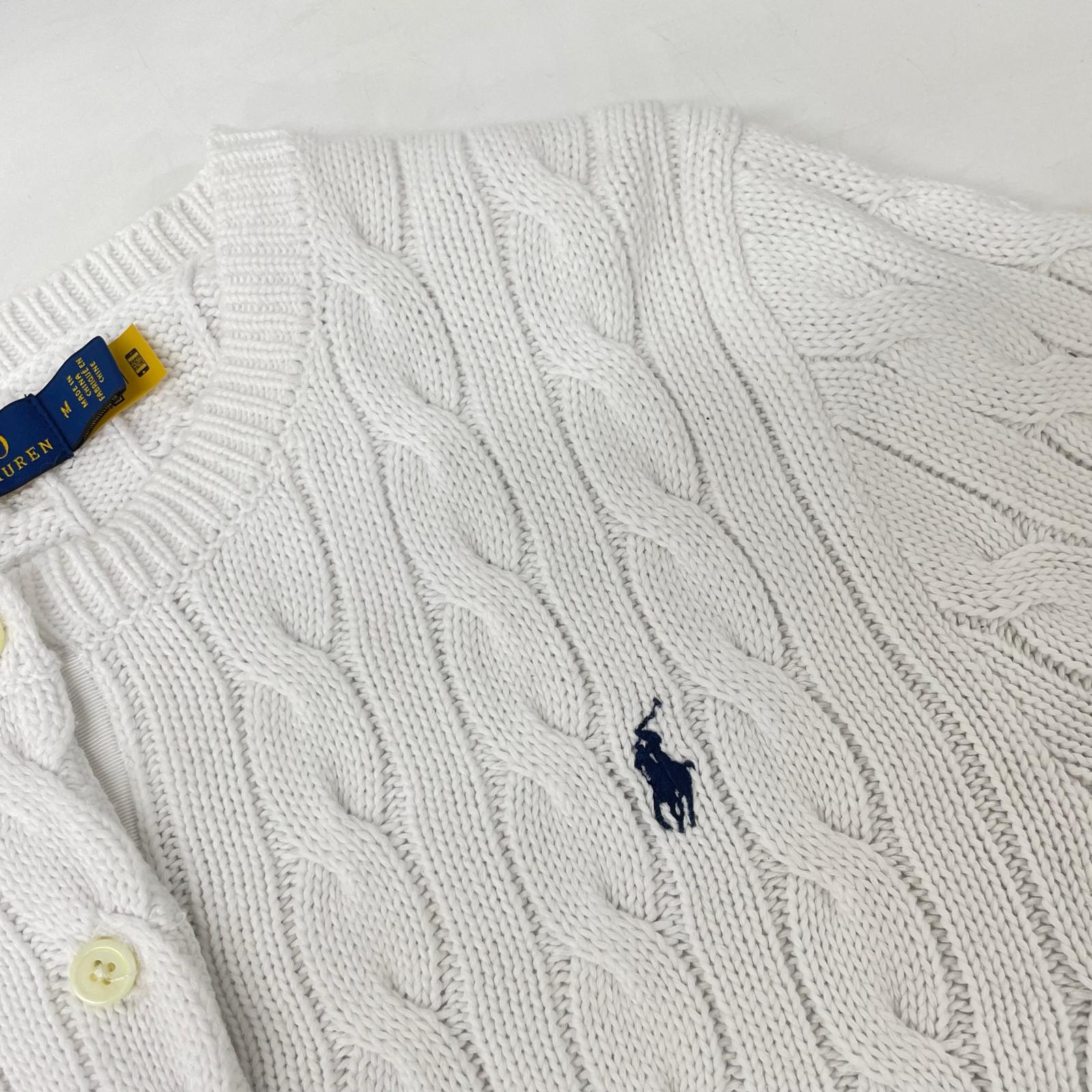 POLO RALPH LAUREN ポロ ラルフローレン RLMWB-GLC23 ホワイト コットン ケーブルニット カーディガン トップス