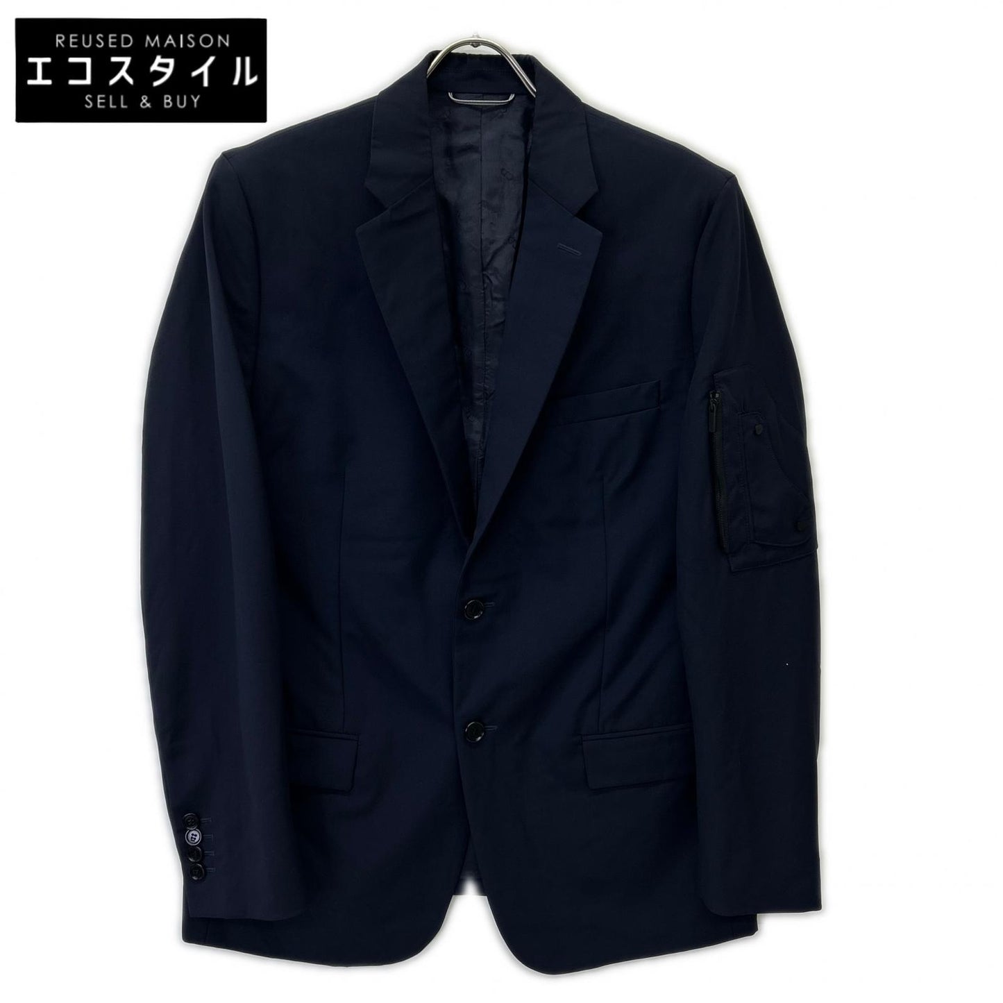 DIOR 013C217A3500 Navy 20SS Arm Saddle Pocket Wool Mohair 2B Tailored Jacket