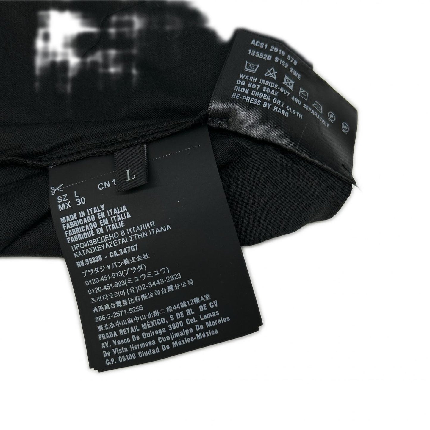 PRADA プラダ 19年製 135520 ブラック コットンTシャツ トップス
