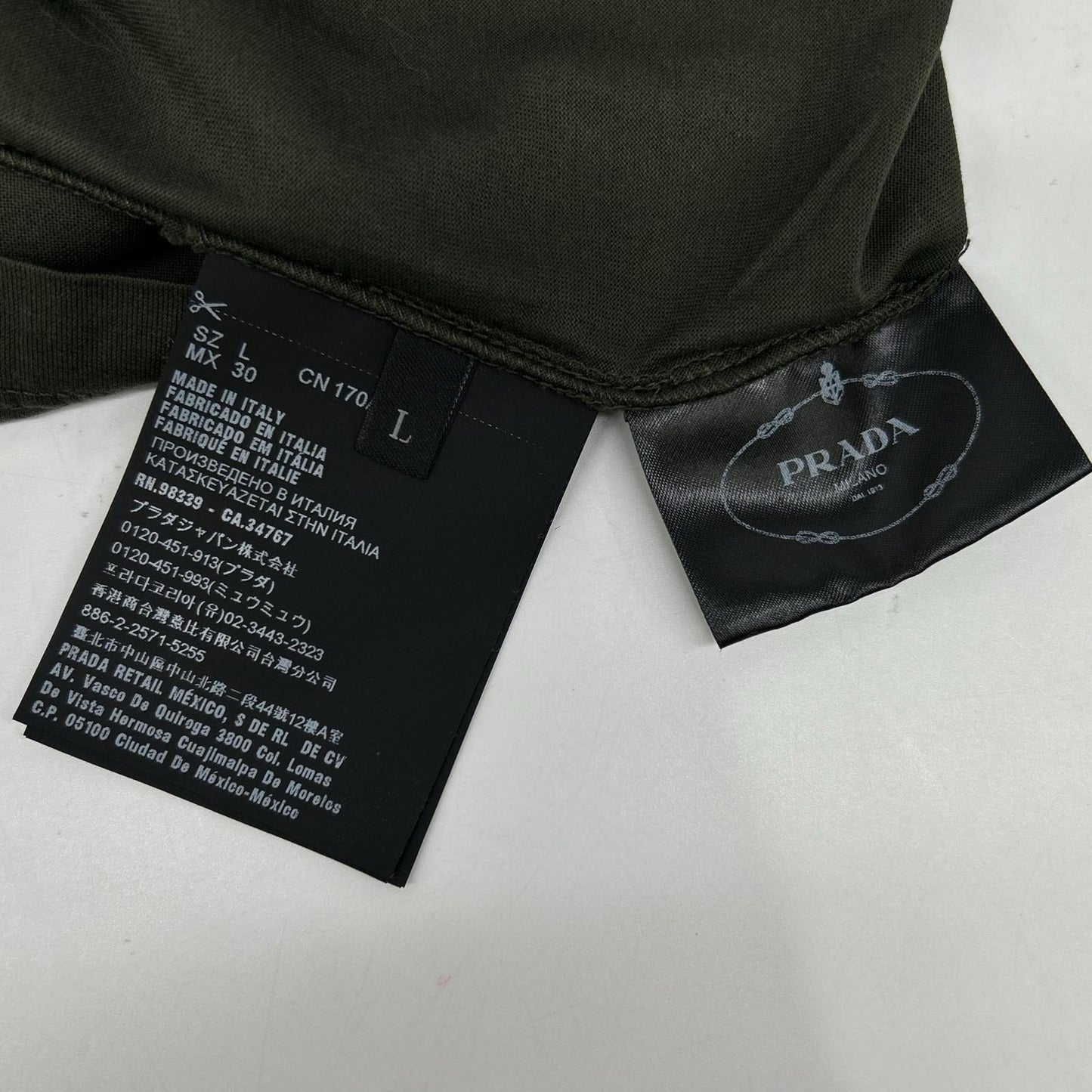 PRADA プラダ 19年製 135520 カーキ コットンTシャツ トップス