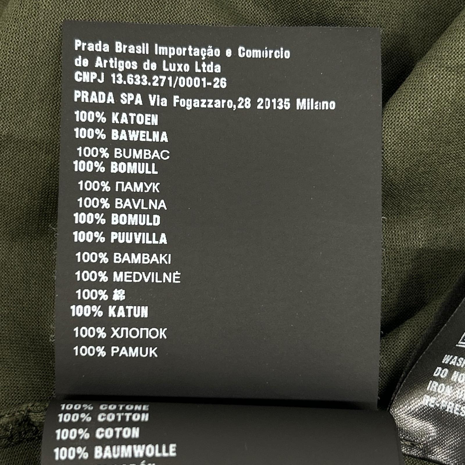 PRADA プラダ 19年製 135520 カーキ コットンTシャツ トップス