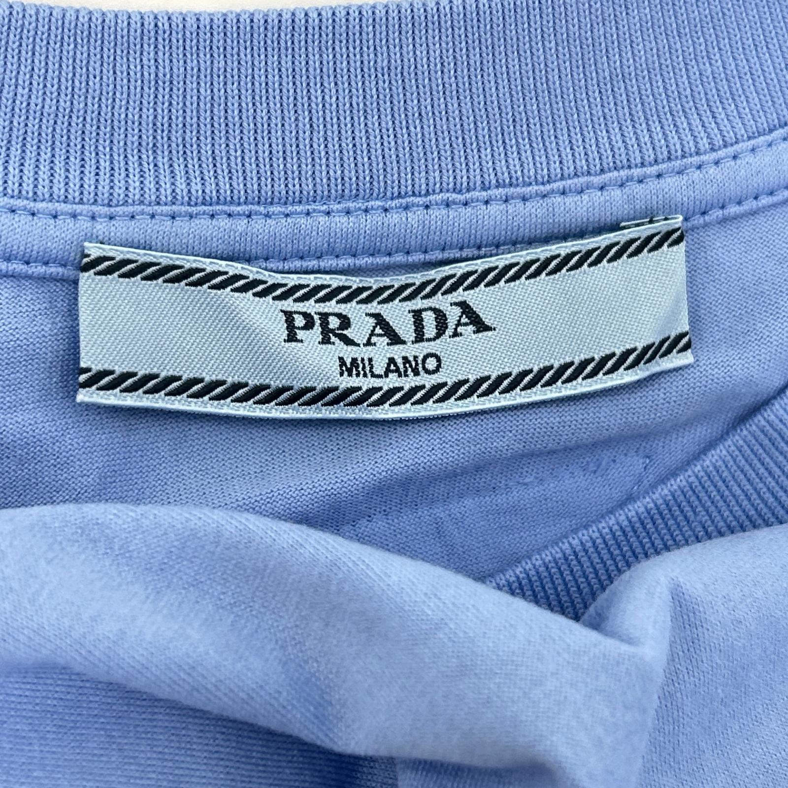 PRADA 2019 Cotton T-shirt Light Blue 135520