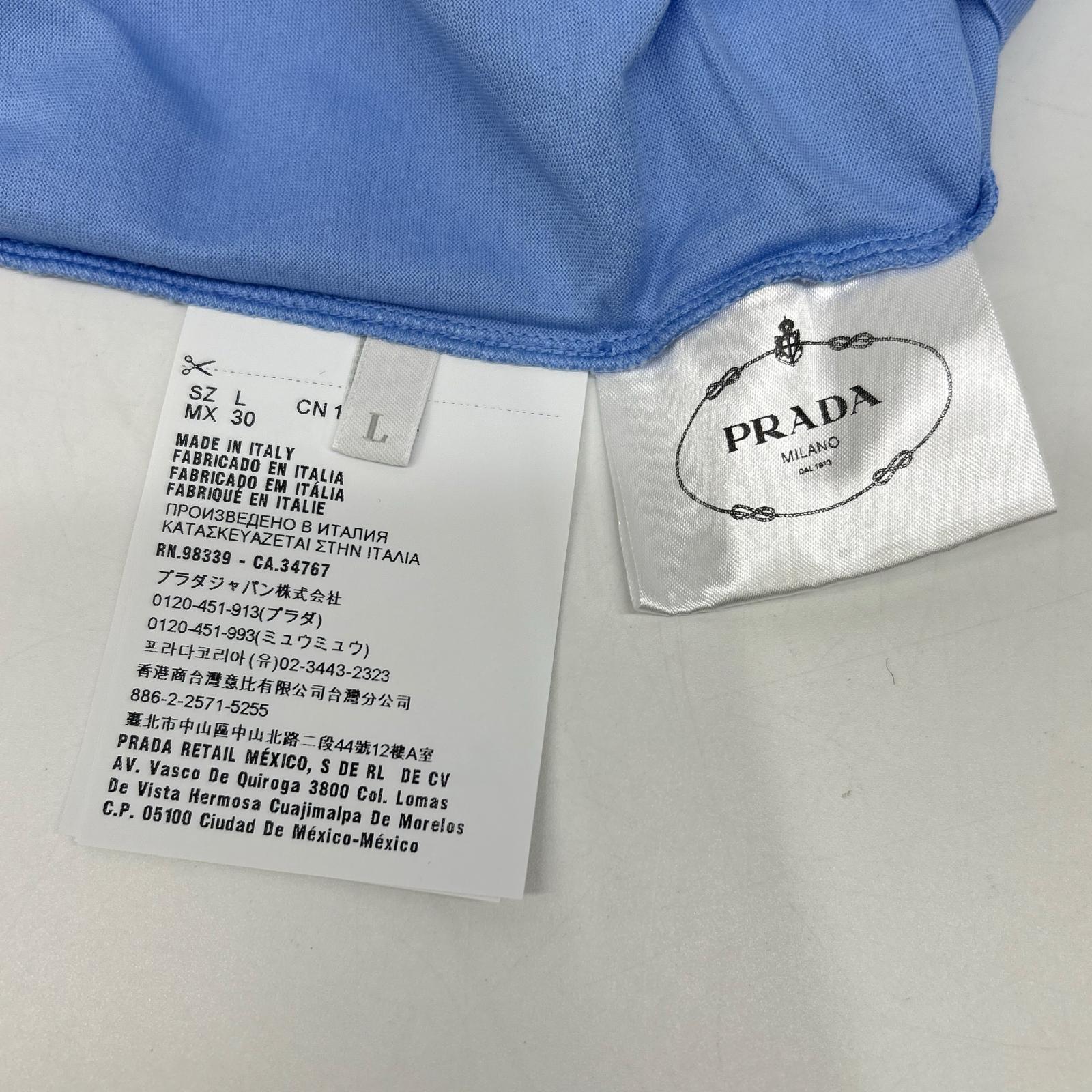 PRADA 2019 Cotton T-shirt Light Blue 135520
