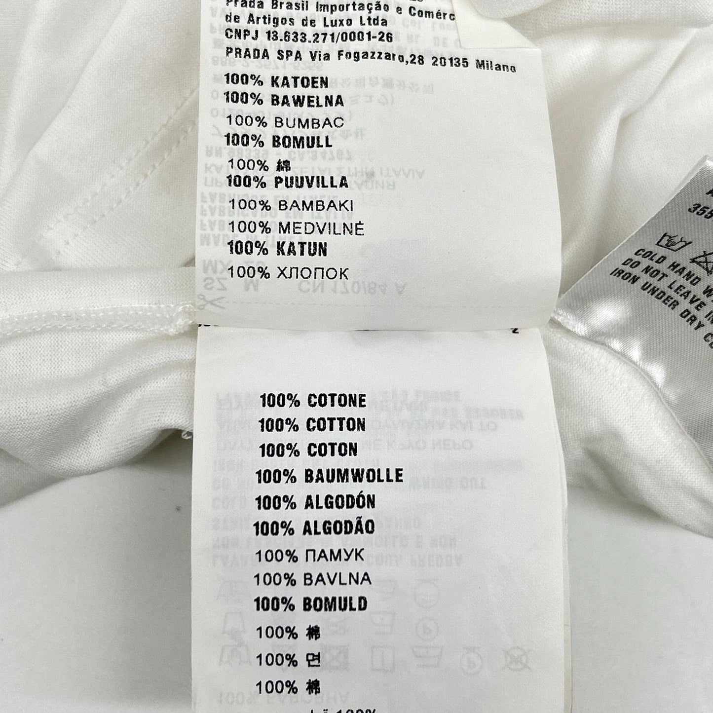 PRADA プラダ 18年製 35570 ホワイト コットン Tシャツ トップス
