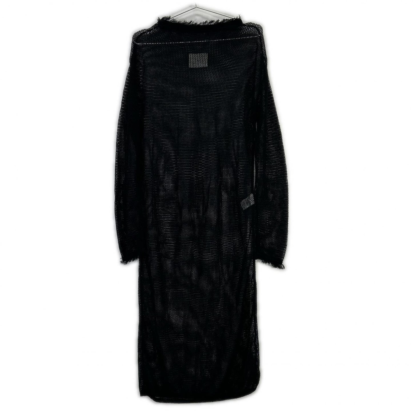 TN19SS025 ﾌﾞﾗｯｸ ﾛﾝｸﾞﾆｯﾄ ﾒｯｼｭ ﾜﾝﾋﾟｰｽ ワンピース レディース