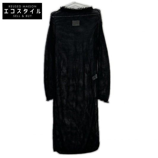 TN19SS025 Black Long Knit Mesh One-piece Dress for Women