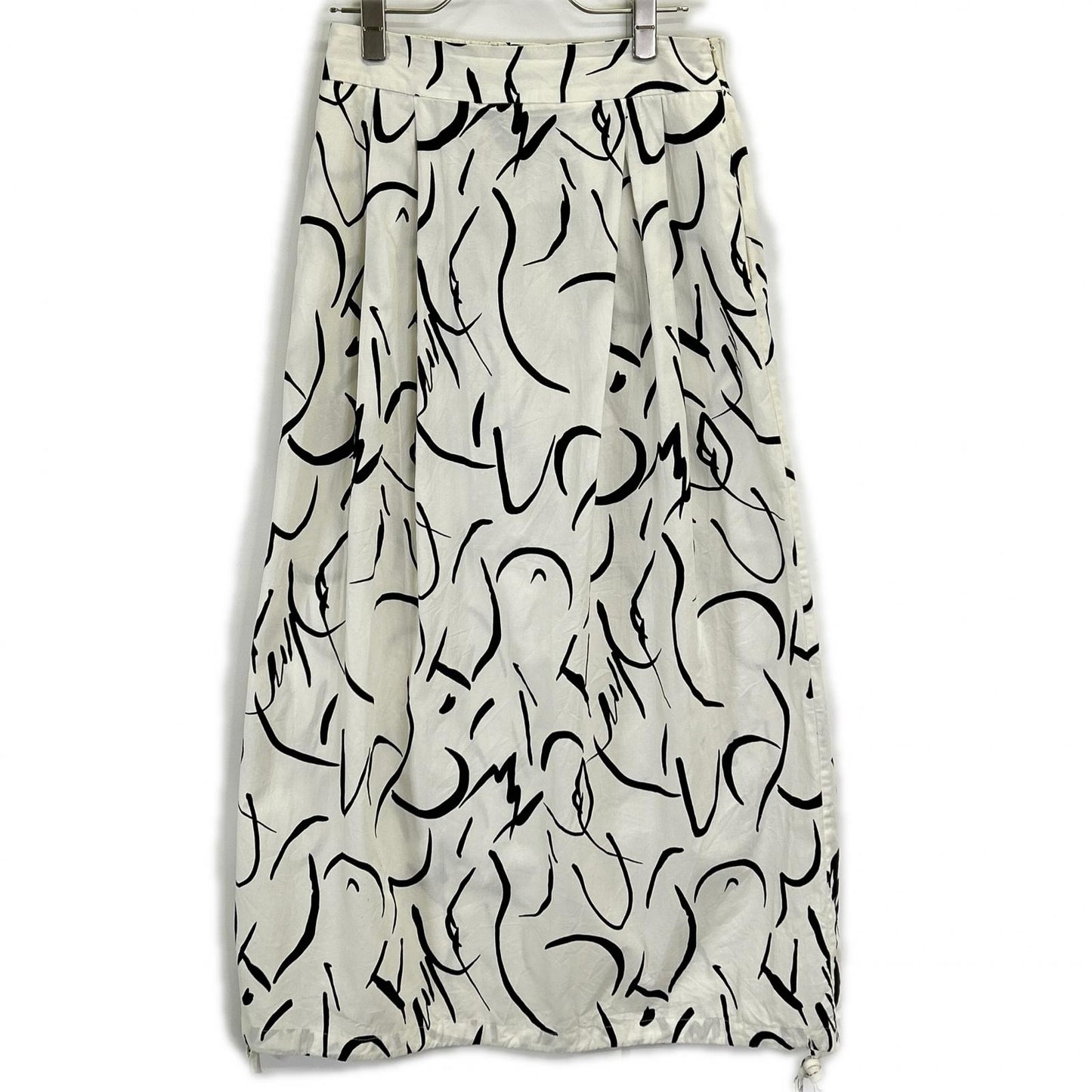 MYA22SS-SK01-1 ﾎﾜｲﾄ 総柄 PRINT DRAWSTRING SKIRT スカート S-M レディース