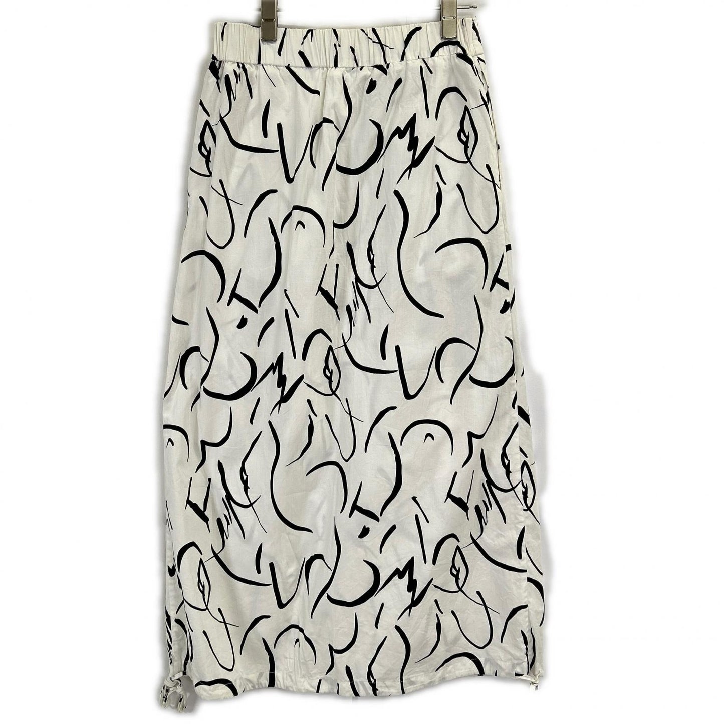 MYA22SS-SK01-1 ﾎﾜｲﾄ 総柄 PRINT DRAWSTRING SKIRT スカート S-M レディース