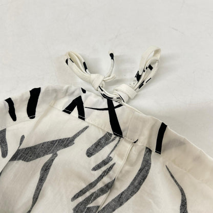 MYA22SS-SK01-1 ﾎﾜｲﾄ 総柄 PRINT DRAWSTRING SKIRT スカート S-M レディース