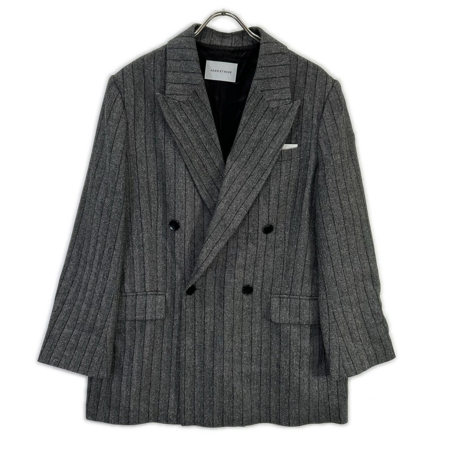 25AW GAL25030 GRAY Double-breasted Tweed & Check Jacket 38 Ladies