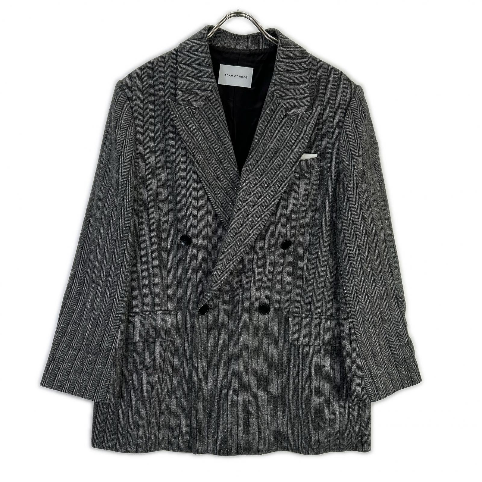 25AW GAL25030 GRAY Double-breasted Tweed & Check Jacket 38 Ladies