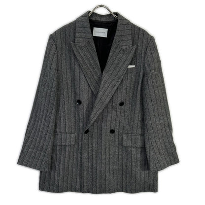 25AW GAL25030 GRAY Double-breasted Tweed & Check Jacket 38 Ladies