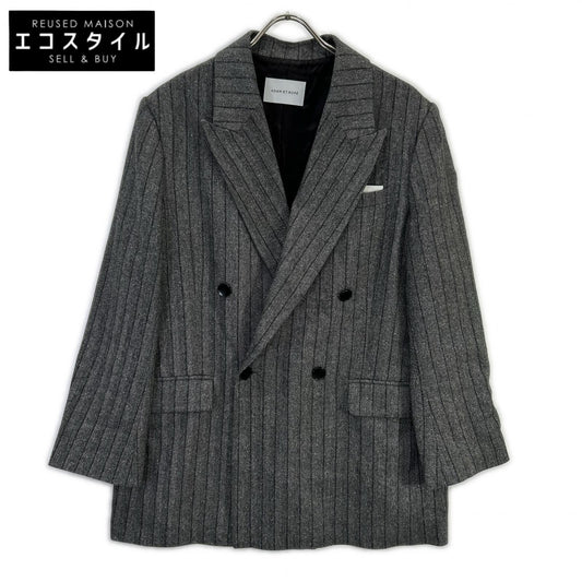 Adam et Rope アダムエロペ 25AW GAL25030 グレー ダブルブレストツイード&チェックジャケット ジャケット