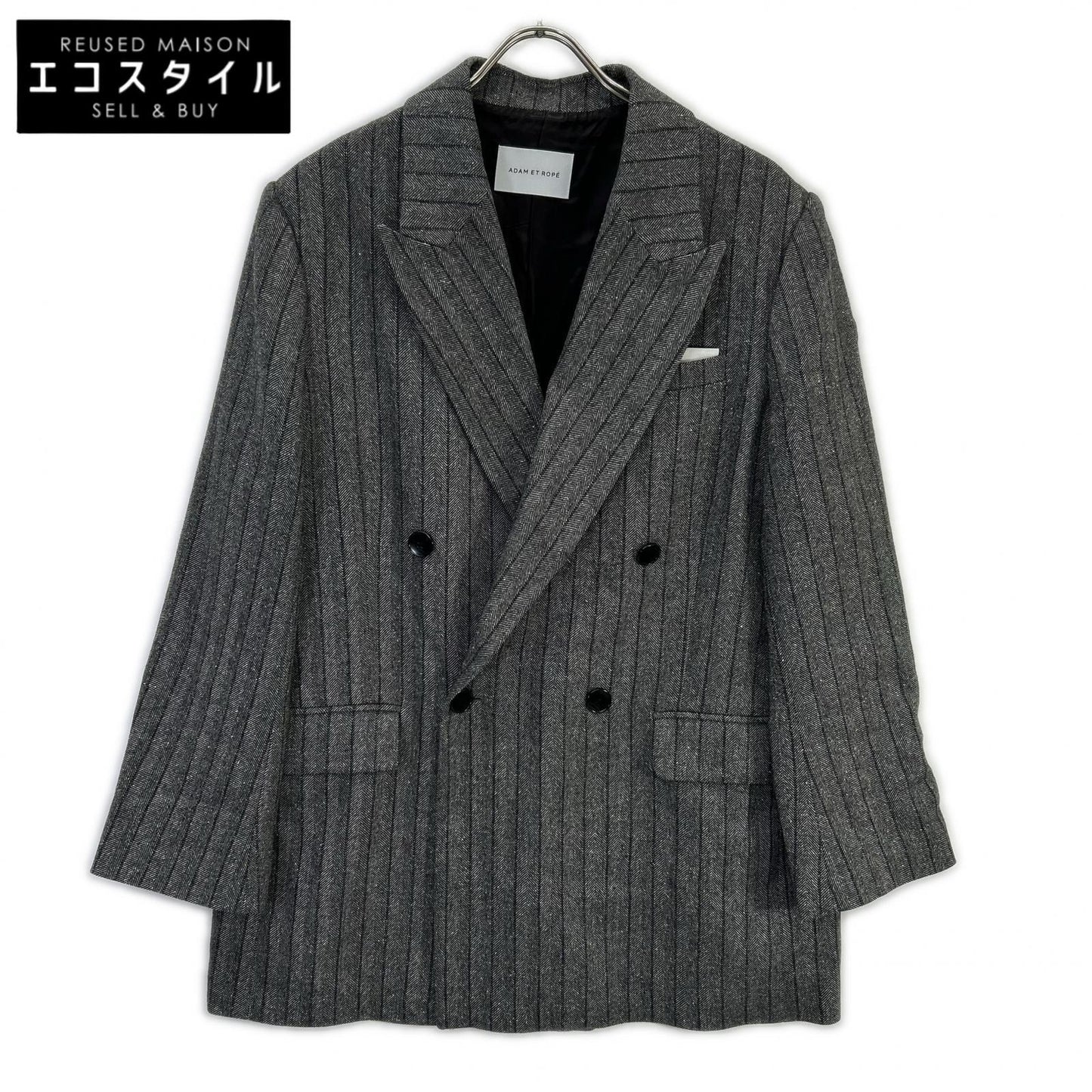 25AW GAL25030 GRAY Double-breasted Tweed & Check Jacket 38 Ladies