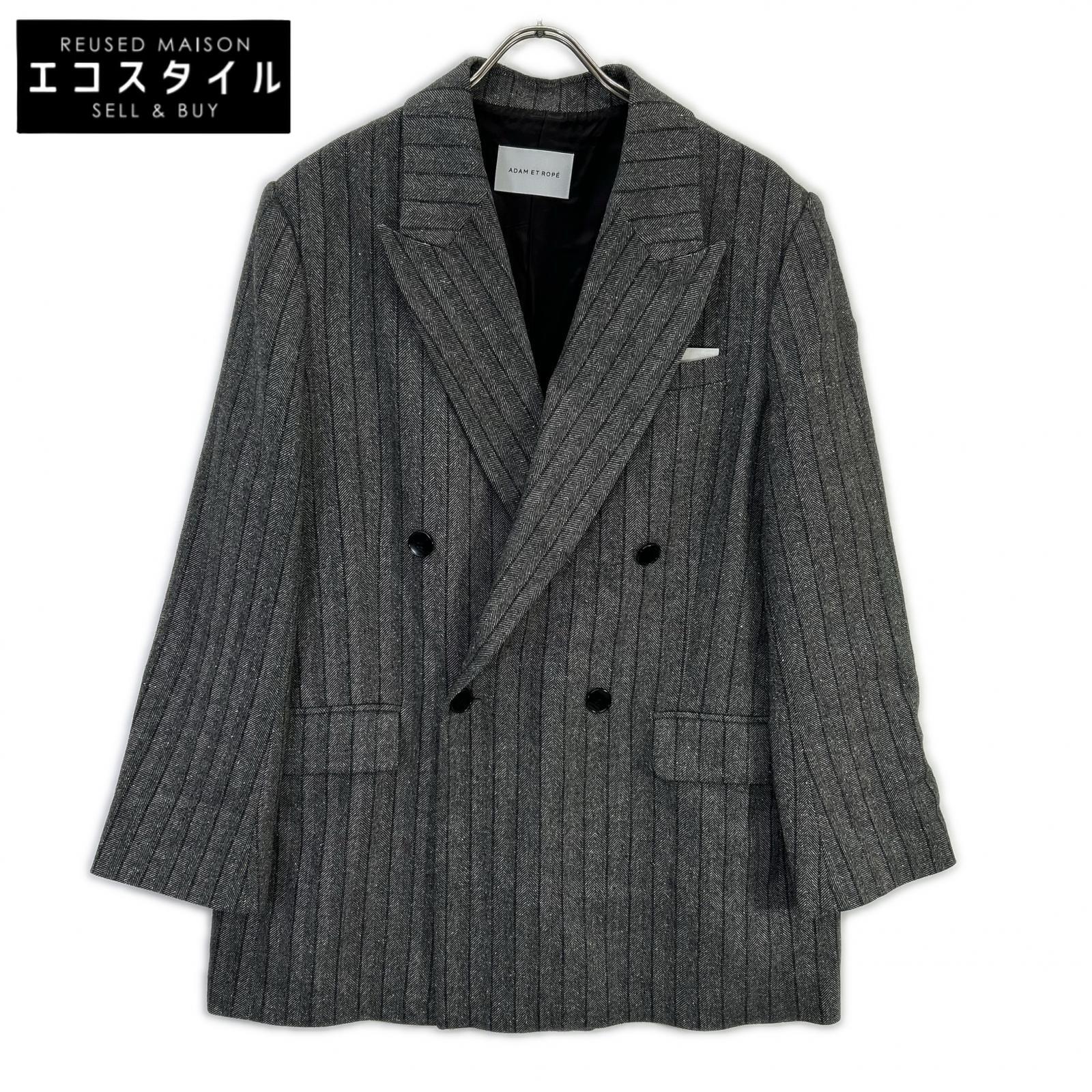 25AW GAL25030 GRAY Double-breasted Tweed & Check Jacket 38 Ladies