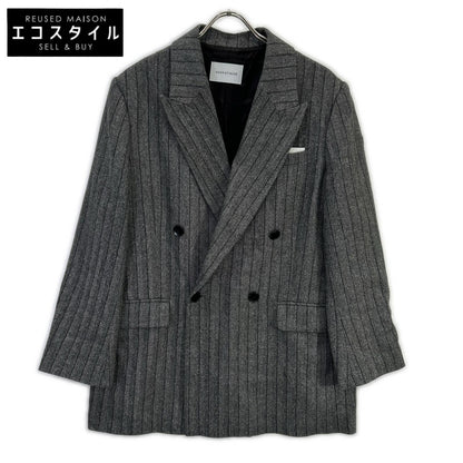 25AW GAL25030 GRAY Double-breasted Tweed & Check Jacket 38 Ladies