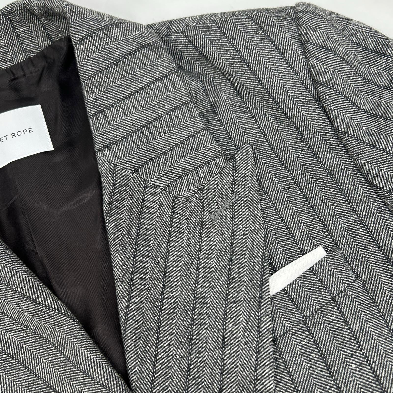 25AW GAL25030 GRAY Double-breasted Tweed & Check Jacket 38 Ladies