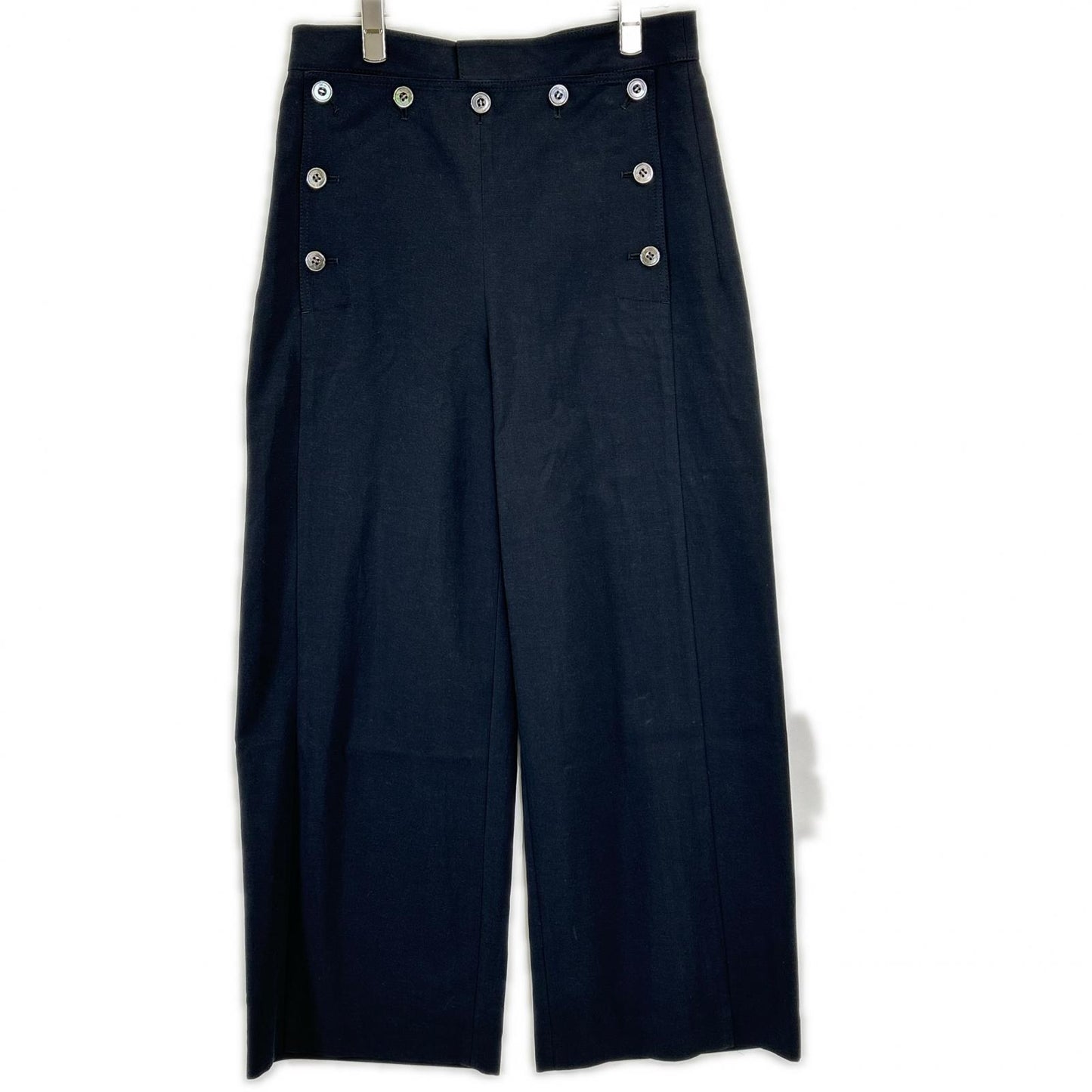 Navy rayon blend marine wide slacks bottoms 38 women's