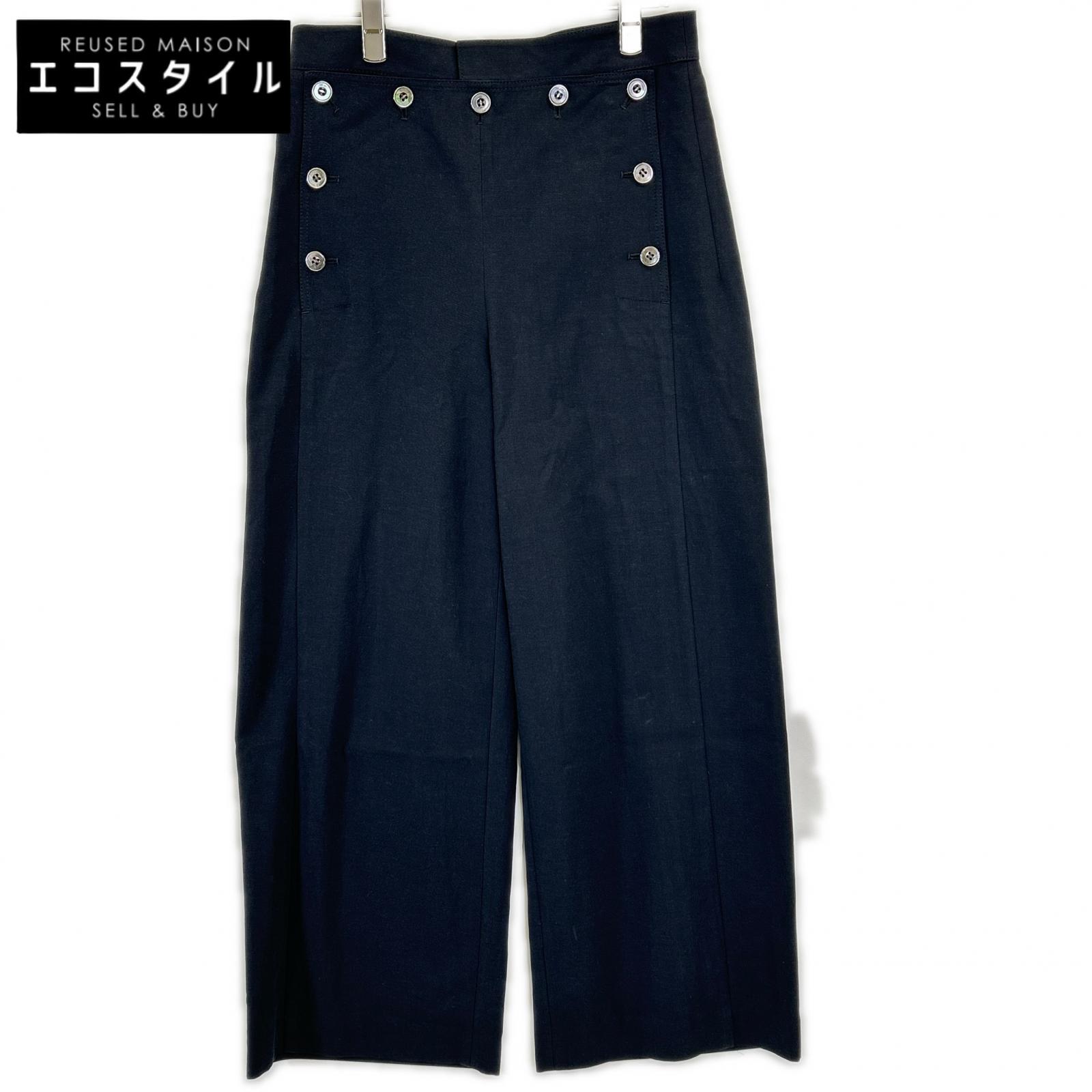 Navy rayon blend marine wide slacks bottoms 38 women's