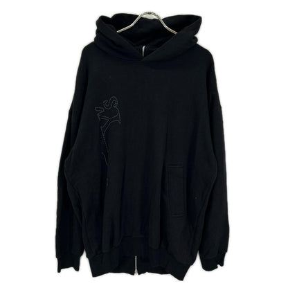 Y's ワイズ YJ-T03-671 ブラック コットン バックジップアップ フーディー トップス