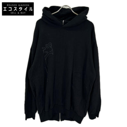 Y's ワイズ YJ-T03-671 ブラック コットン バックジップアップ フーディー トップス