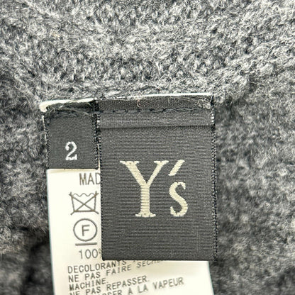 YC-T76-173 Grey Wool Asymmetrical Turtleneck Poncho Knit Top 2 Women's