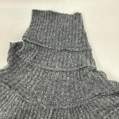 YC-T76-173 Grey Wool Asymmetrical Turtleneck Poncho Knit Top 2 Women's