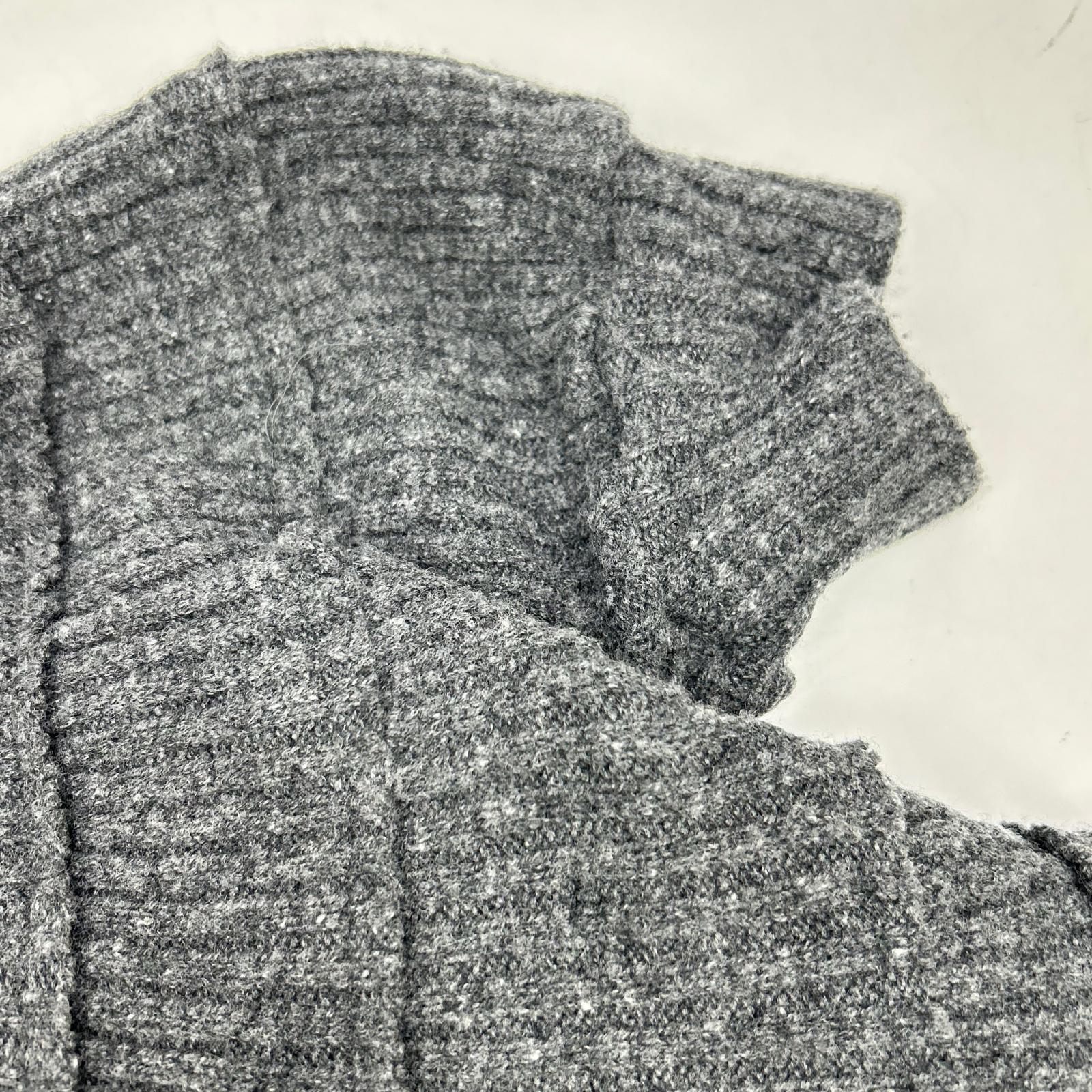YC-T76-173 Grey Wool Asymmetrical Turtleneck Poncho Knit Top 2 Women's