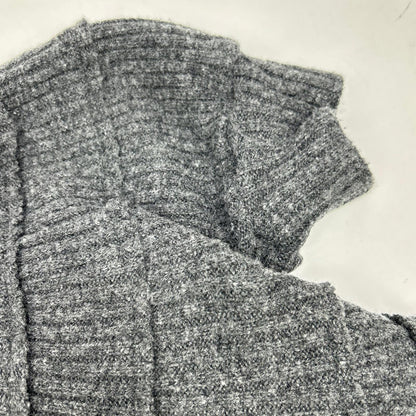 YC-T76-173 Grey Wool Asymmetrical Turtleneck Poncho Knit Top 2 Women's