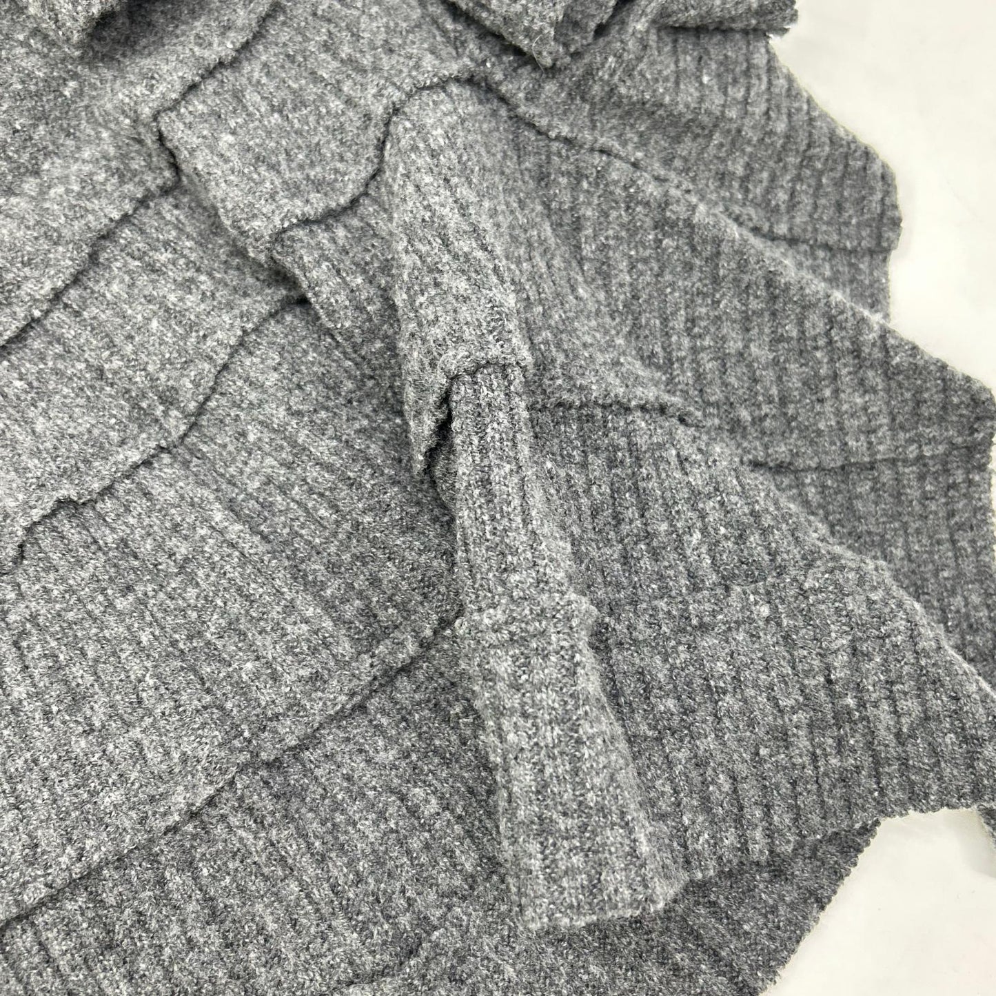 YC-T76-173 Grey Wool Asymmetrical Turtleneck Poncho Knit Top 2 Women's