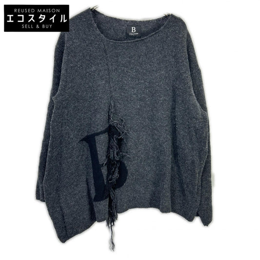 B Yohji Yamamoto ビーヨウジヤマモト NC-K55-194 グレー ウール混 Bデザイン フレアニット トップス