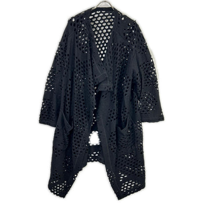 YJ-T21-677 Black Wool Cutwork Design Long Cardigan Tops 2 Women's