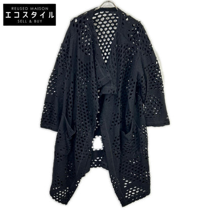 YJ-T21-677 Black Wool Cutwork Design Long Cardigan Tops 2 Women's
