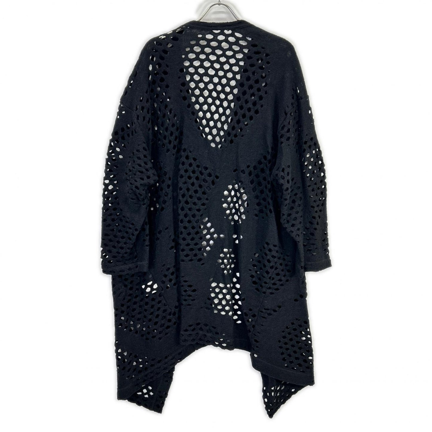 YJ-T21-677 Black Wool Cutwork Design Long Cardigan Tops 2 Women's