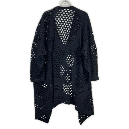 YJ-T21-677 Black Wool Cutwork Design Long Cardigan Tops 2 Women's