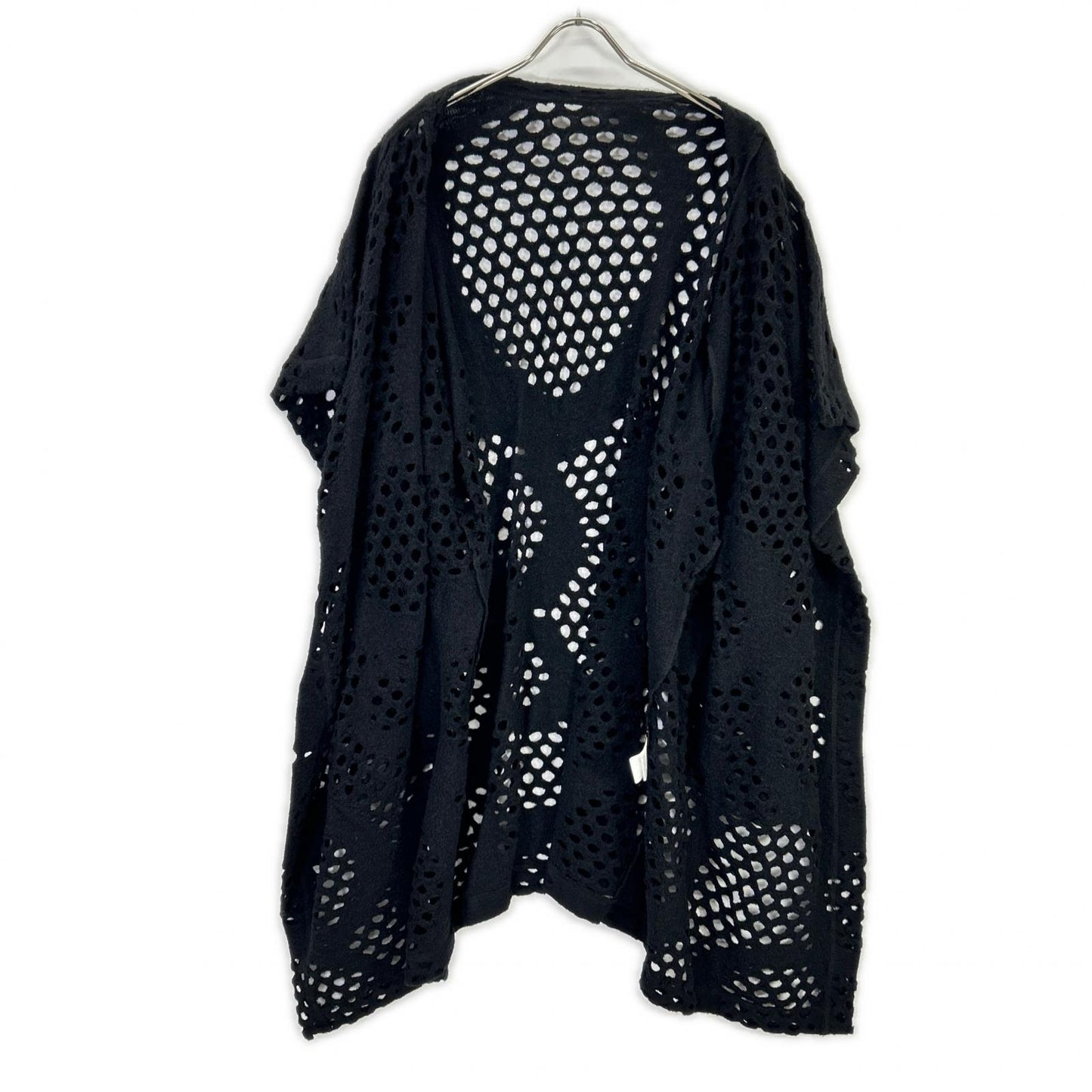 YJ-T21-677 Black Wool Cutwork Design Long Cardigan Tops 2 Women's