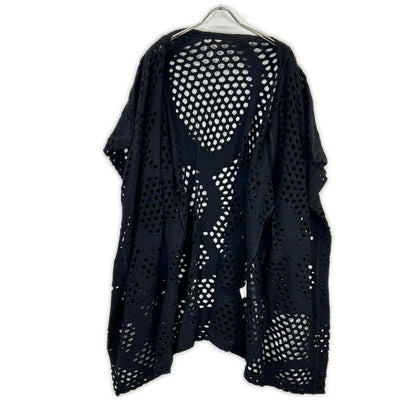 YJ-T21-677 Black Wool Cutwork Design Long Cardigan Tops 2 Women's