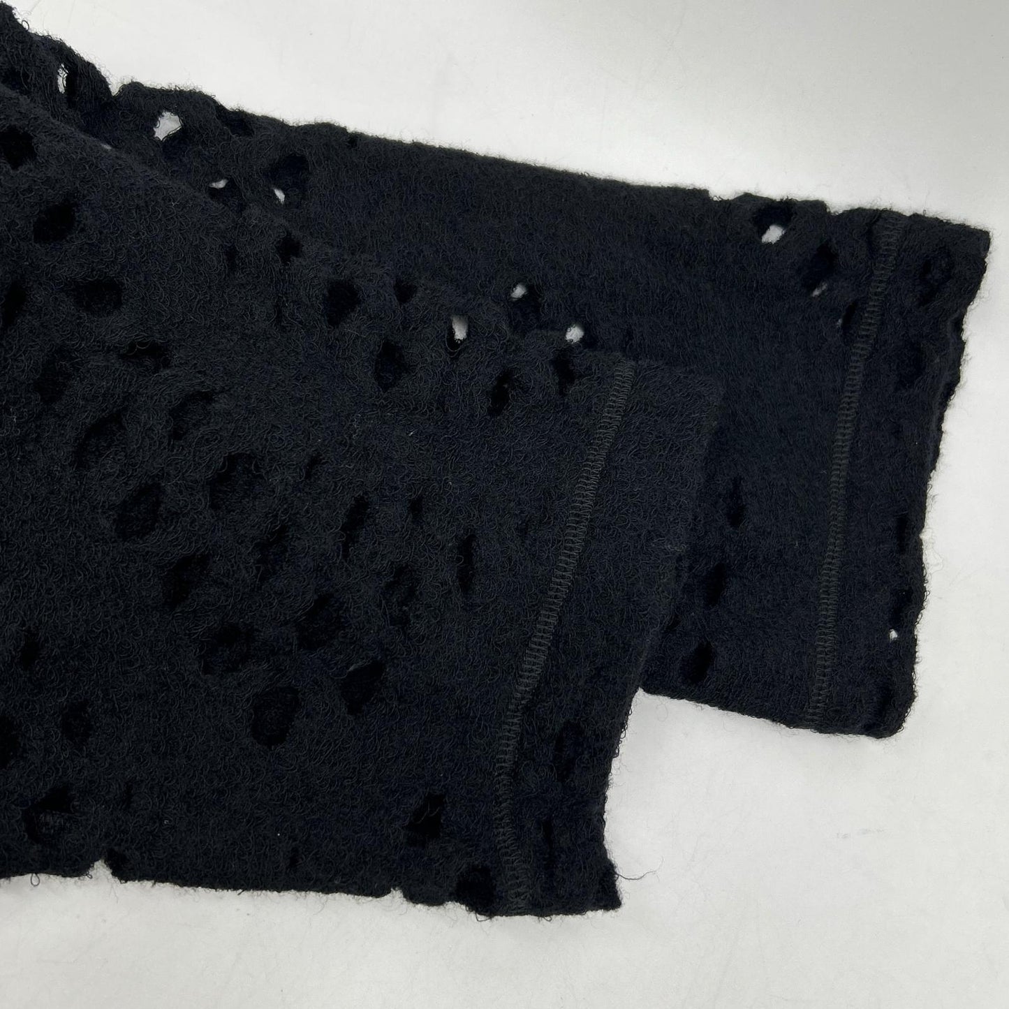 YJ-T21-677 Black Wool Cutwork Design Long Cardigan Tops 2 Women's