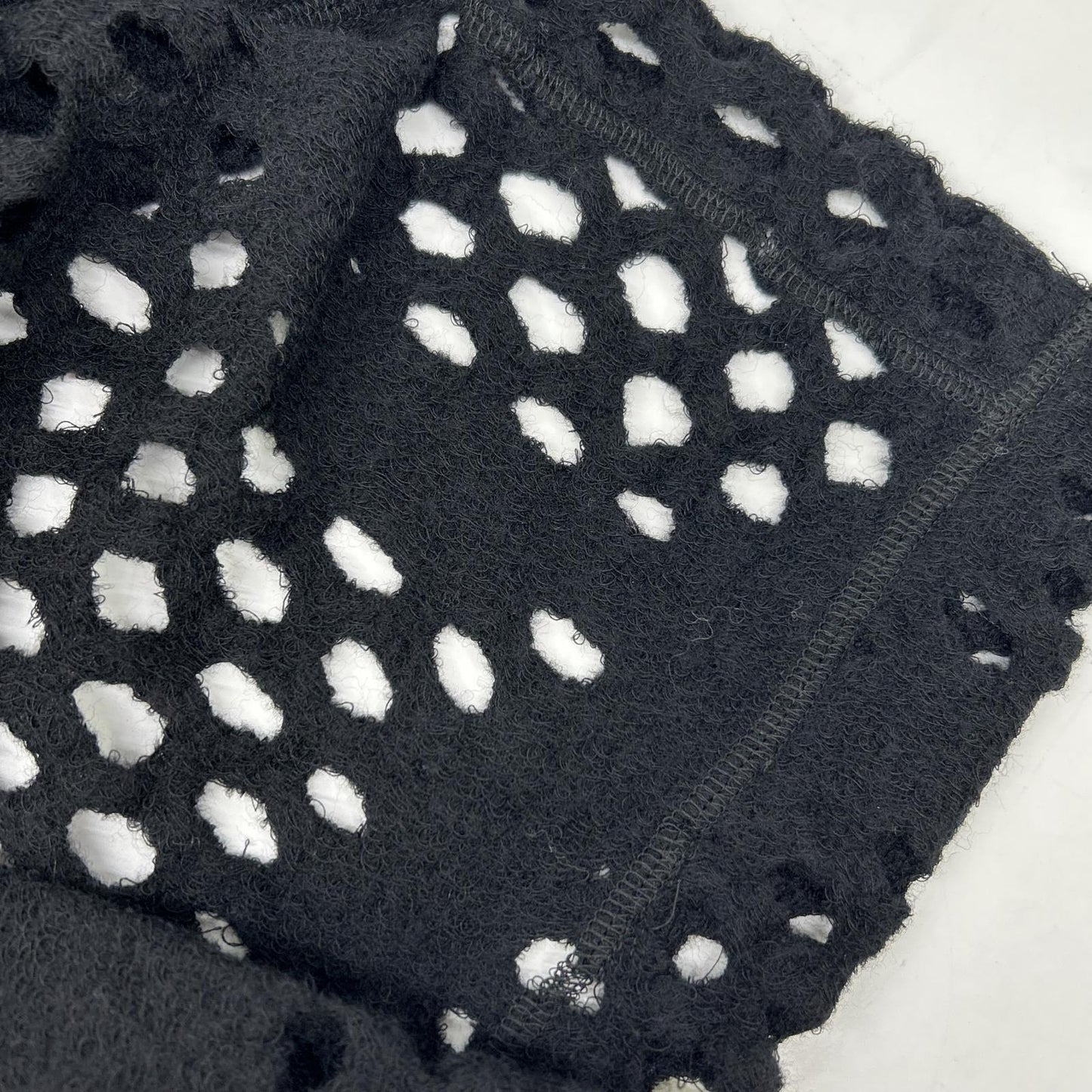 YJ-T21-677 Black Wool Cutwork Design Long Cardigan Tops 2 Women's