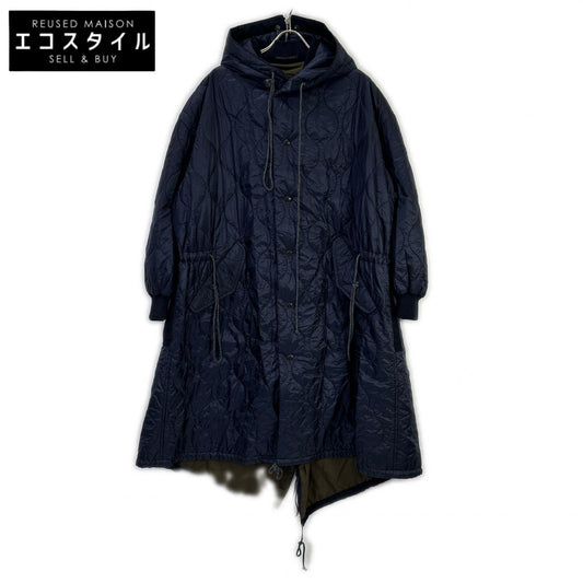 YC-C01-602 Navy Nylon Drawcord Quilted Jacket Jacket 1 Ladies