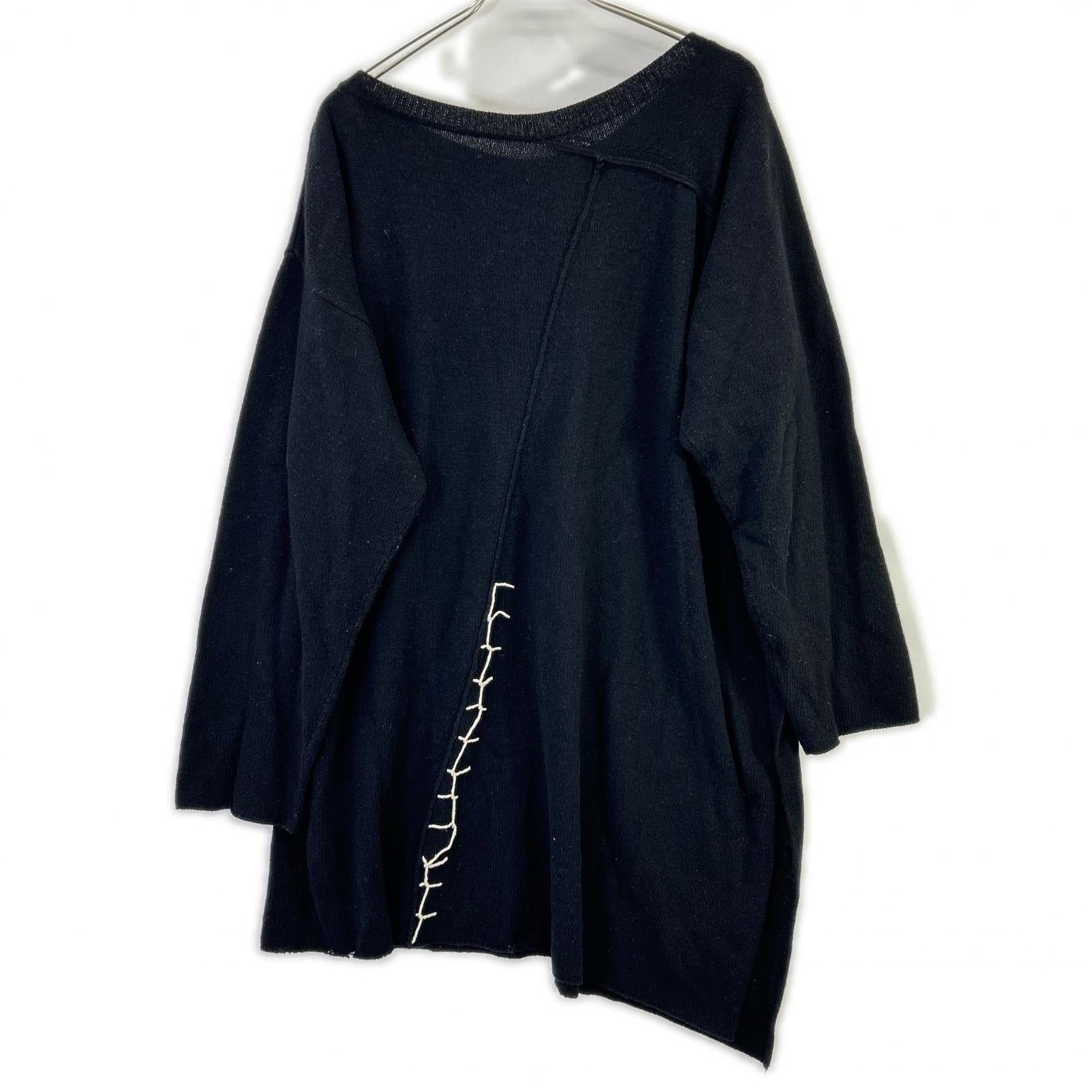 Yohji Yamamoto ヨウジヤマモト FC-K23-188 ブラック 刺繍デザイン ロングニットトップス トップス