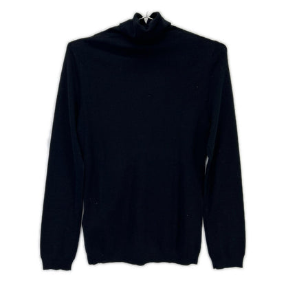 WR0KC09W Black Wool Turtleneck Knit Top M Women's