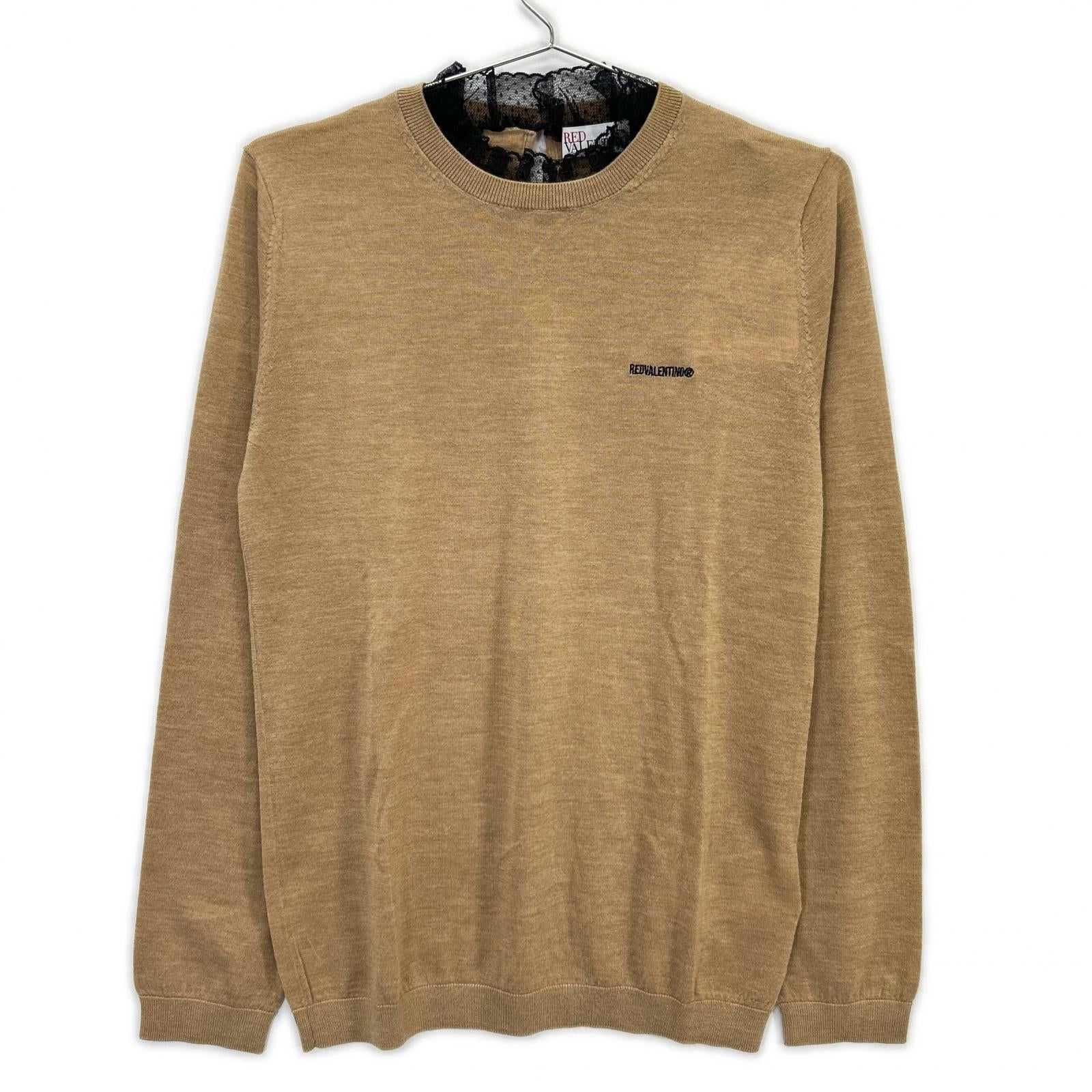 RED VALENTINO レッドヴァレンチノ XR3KC09J ブラウン ウール×カシミヤ レースカラー ニット トップス