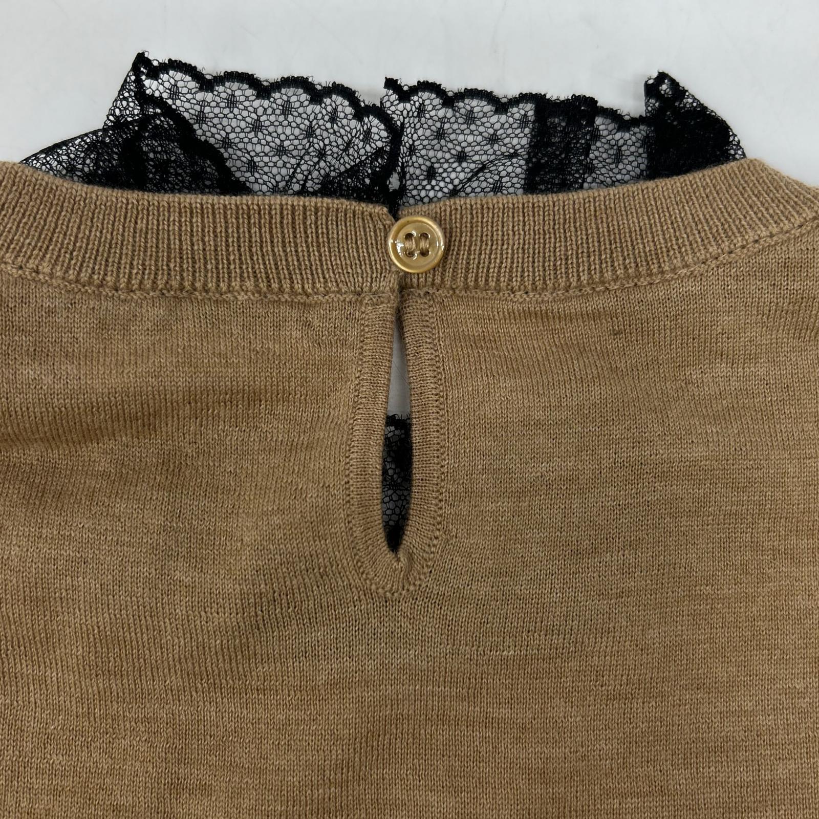 RED VALENTINO レッドヴァレンチノ XR3KC09J ブラウン ウール×カシミヤ レースカラー ニット トップス