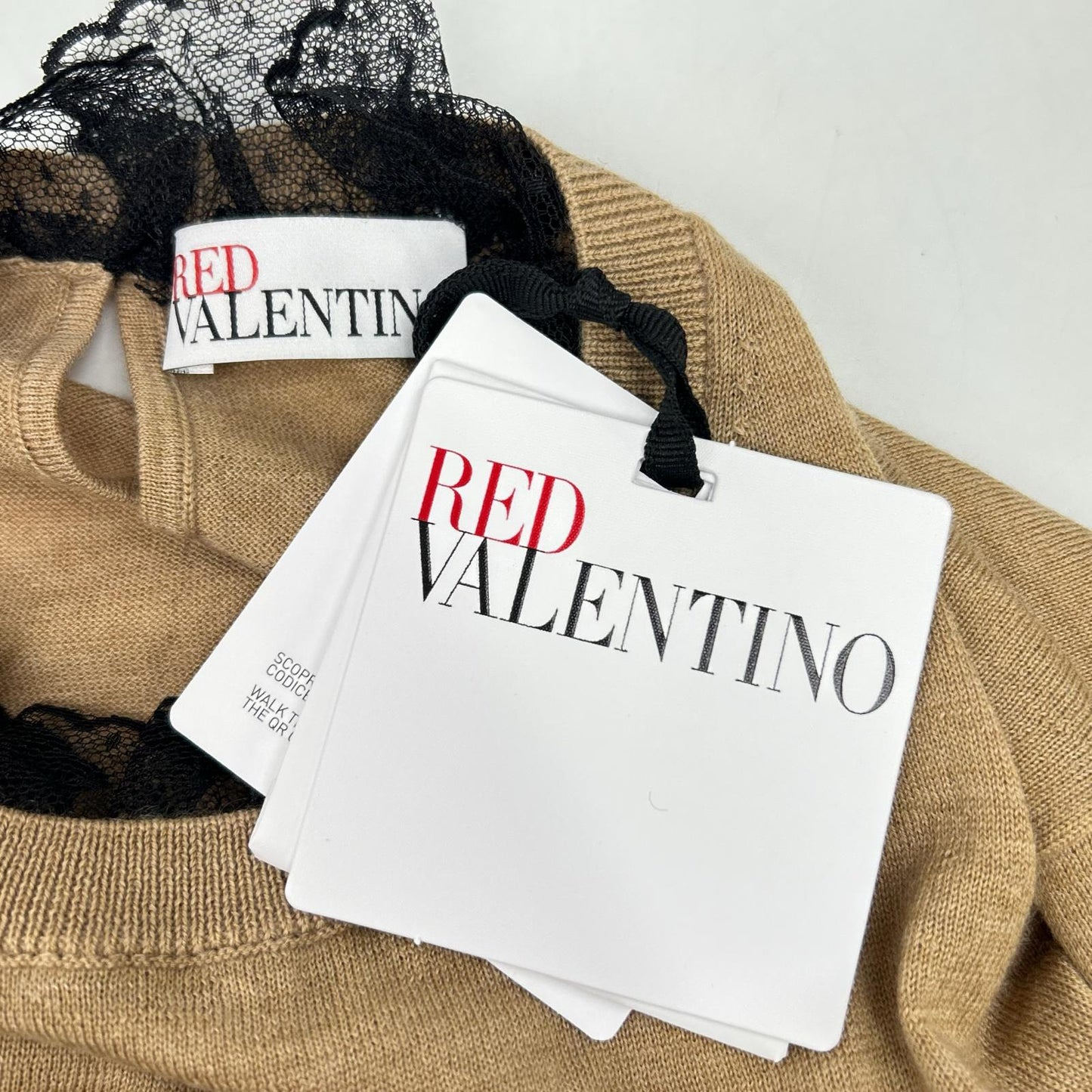 RED VALENTINO レッドヴァレンチノ XR3KC09J ブラウン ウール×カシミヤ レースカラー ニット トップス