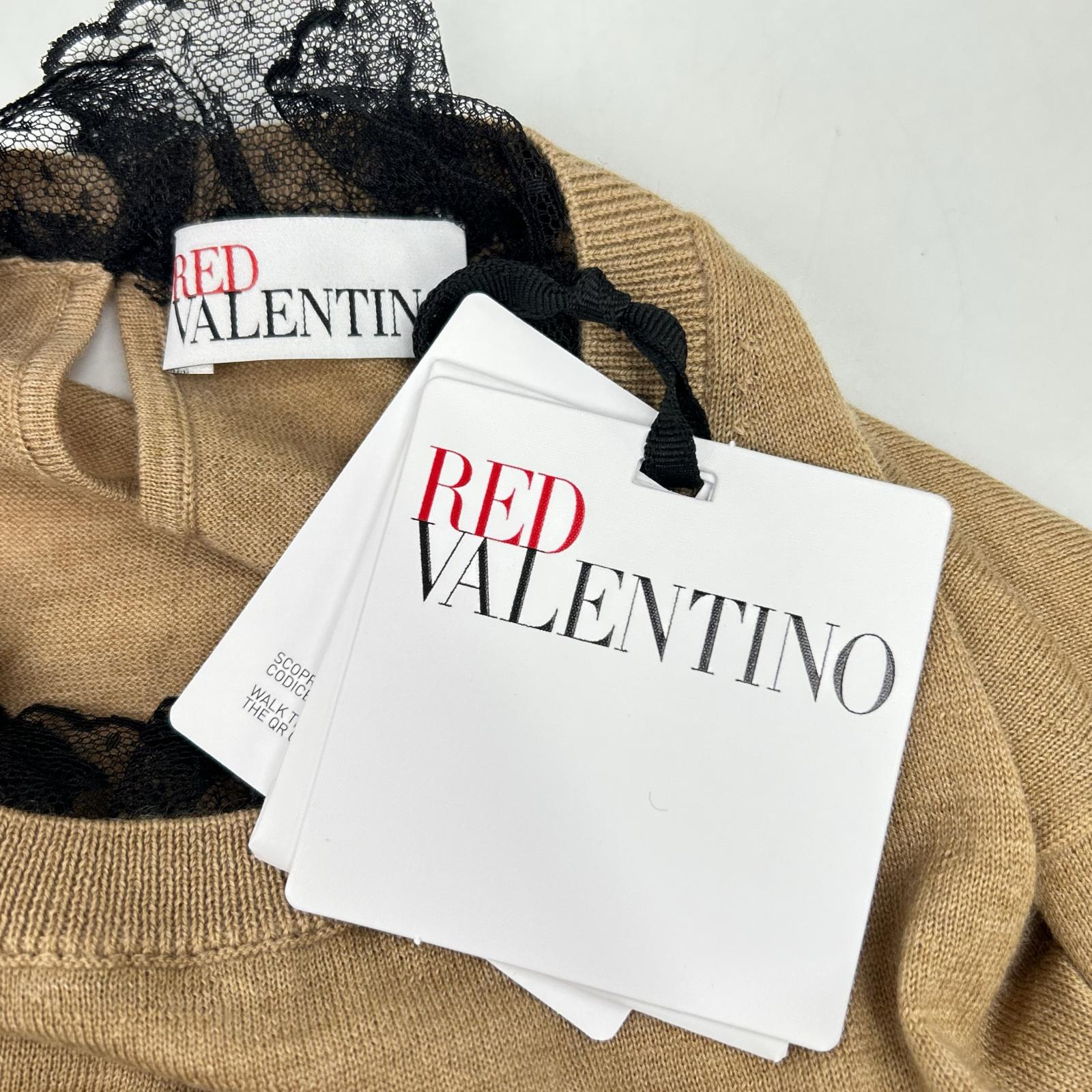 RED VALENTINO レッドヴァレンチノ XR3KC09J ブラウン ウール×カシミヤ レースカラー ニット トップス